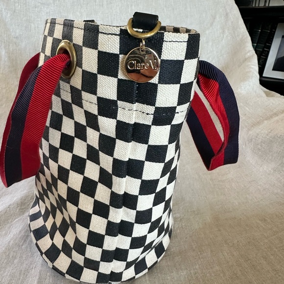 Clare V Petite Baleine Black/White Checkers Bucket Bag. Preloved  Rare find - Picture 6 of 9